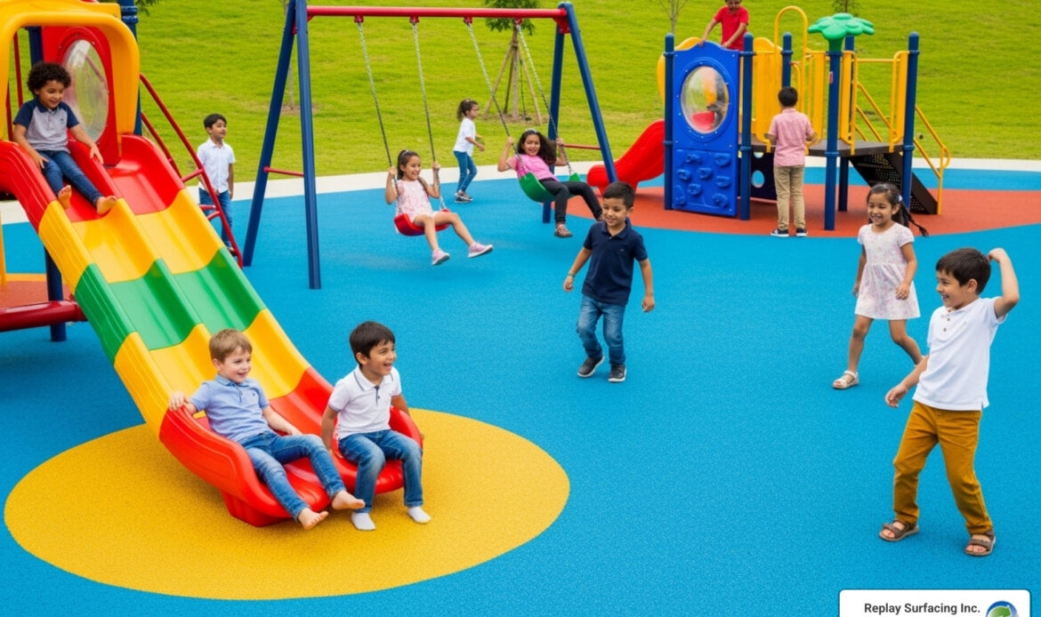 colored rubber surfaces for playgrounds
