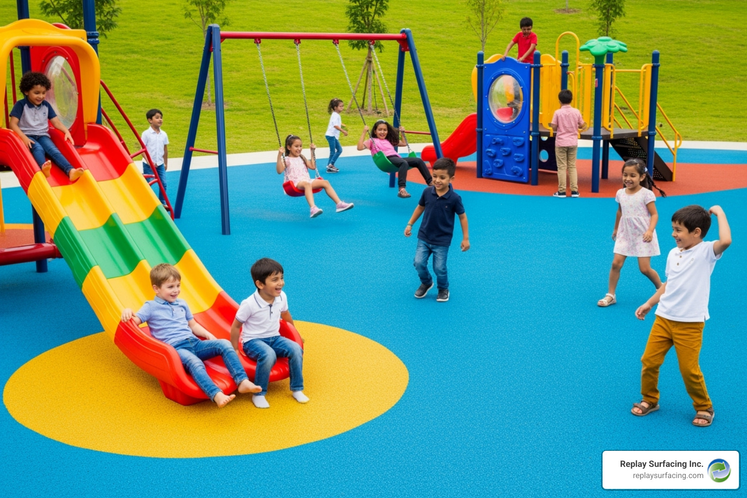colored rubber surfaces for playgrounds