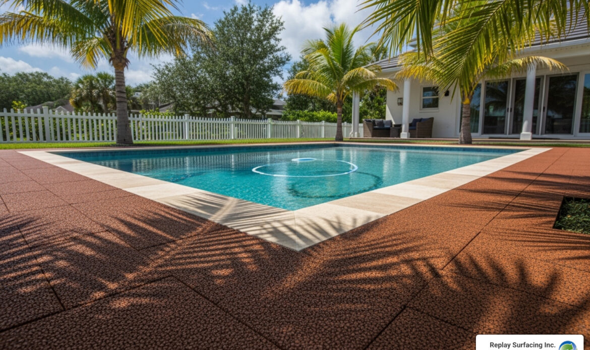 rubber decking around pool