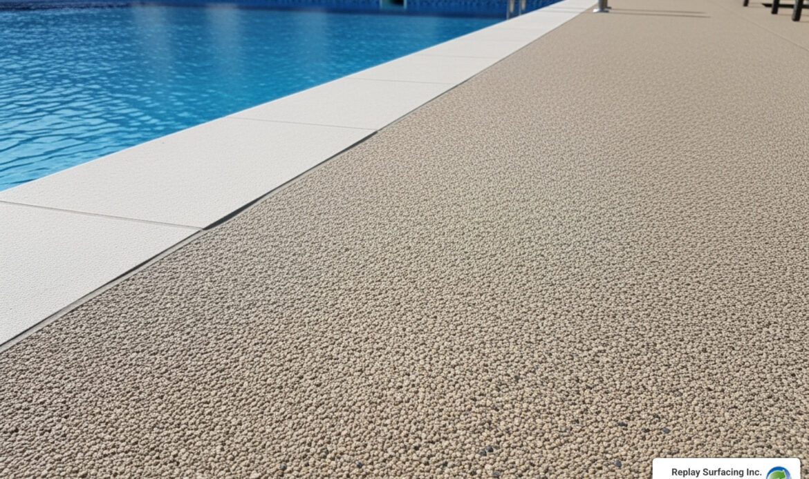 rubber stone pool deck