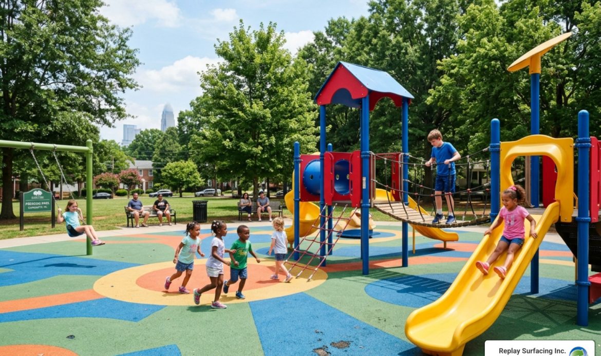 playground fall proof surfacing Charlotte