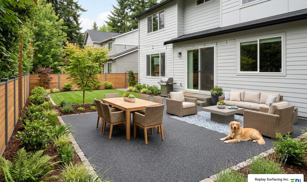 residential rubber surfacing backyard modern safe durable
