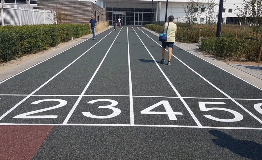 Replay Surfacing installed poured in place rubber surface for Nike's Beaverton sports and activity area
