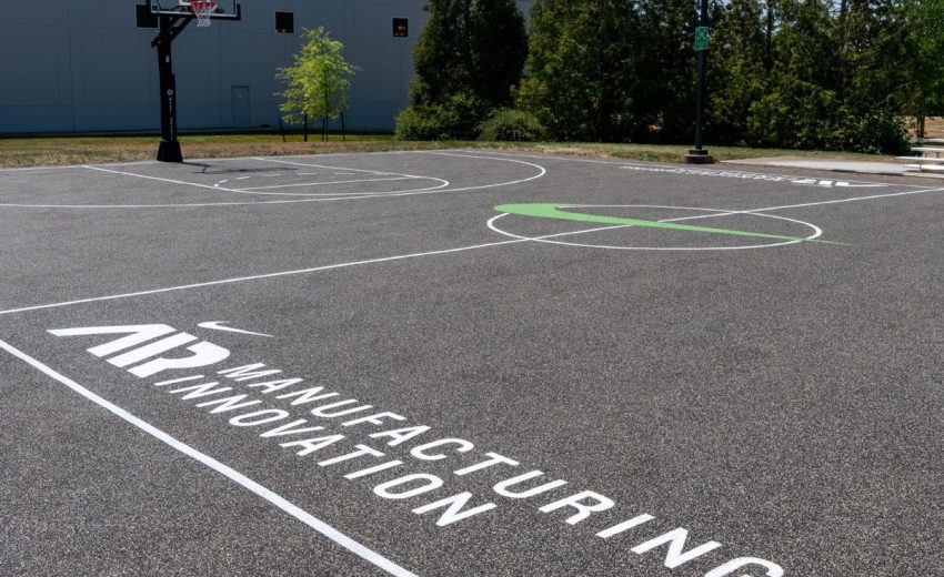 Wendy Pratt project showcasing poured in place rubber surface using sustainable Nike Grind materials