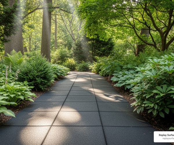 recycled rubber garden tiles